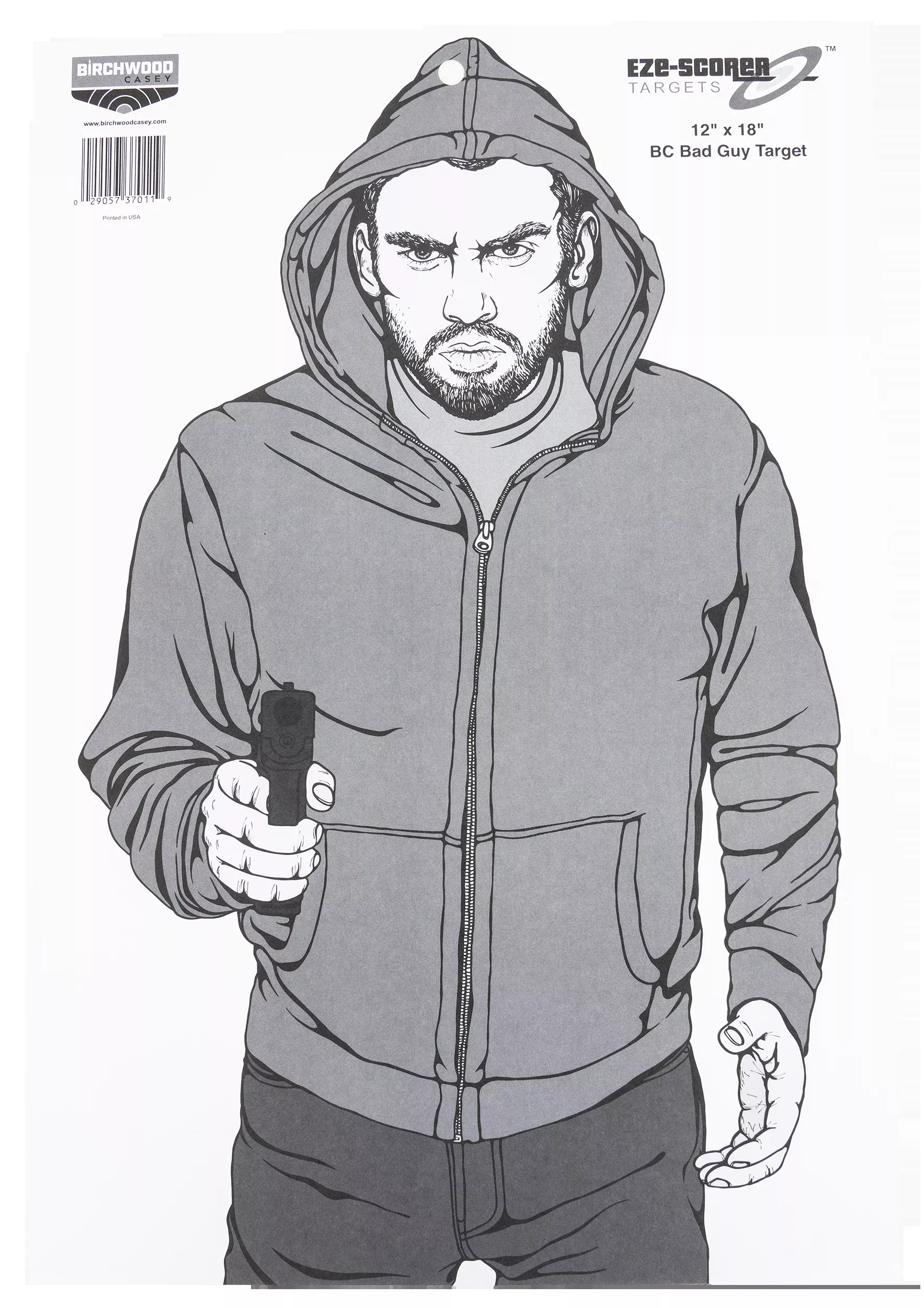 Birchwood Casey EZE-Scorer Bad Guy Paper Silhouette Targets, 12x18, Pack of 100, 37011