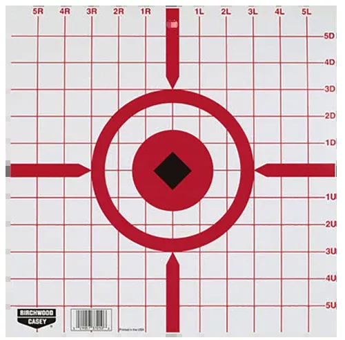 Birchwood Casey Rigid Crosshair Sight-In Tagboard Targets, 12 in, 1-in Grid, 10-Pack, 37210