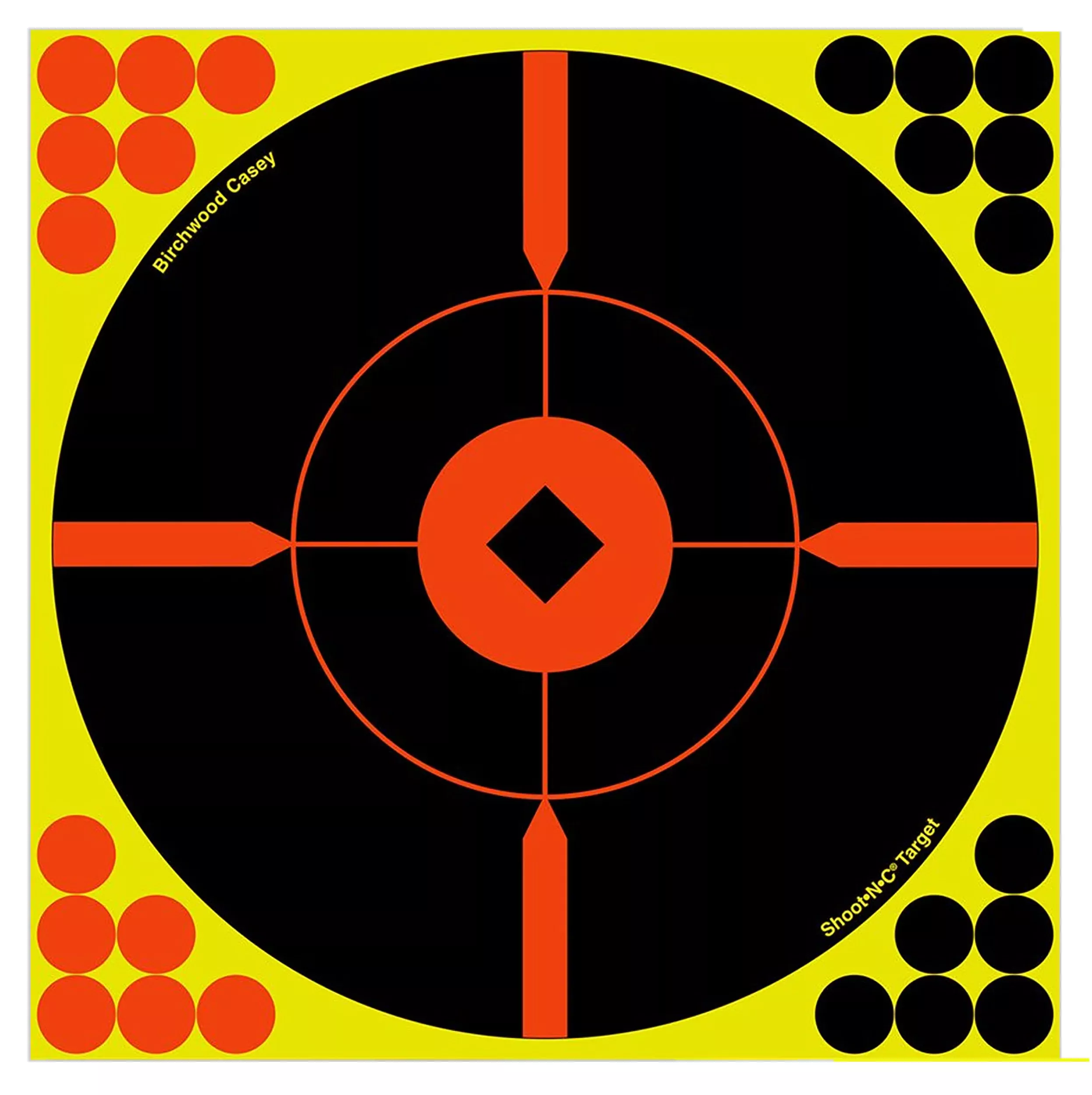 Birchwood Casey Shoot-N-C 12-inch BMW Bullseye Reactive Self-Adhesive Targets, 5-Pack – 34015