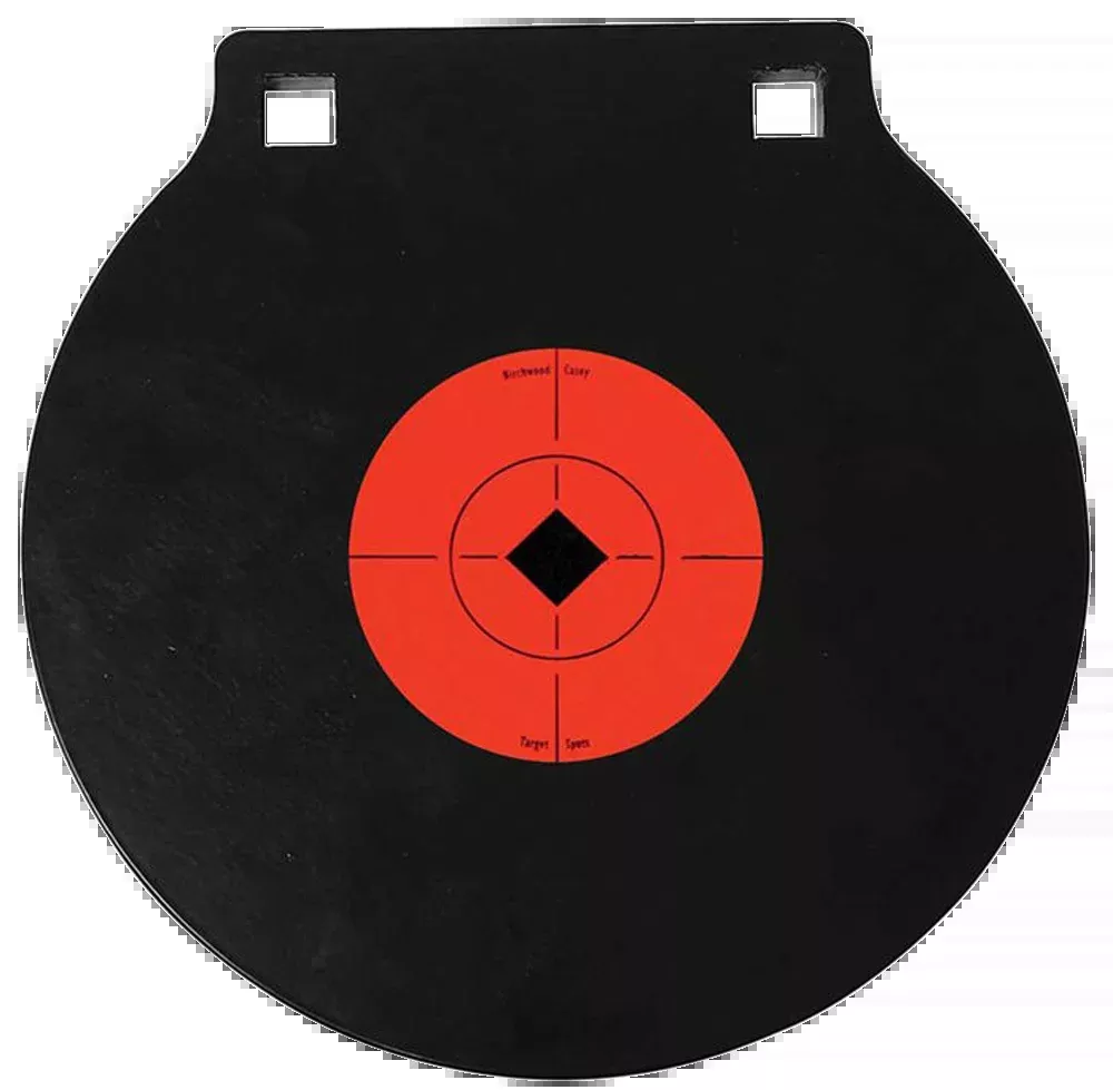Birchwood Casey World of Targets AR500 Steel Gong, 8 in Double-Hole Crosshair Bullseye, 47604
