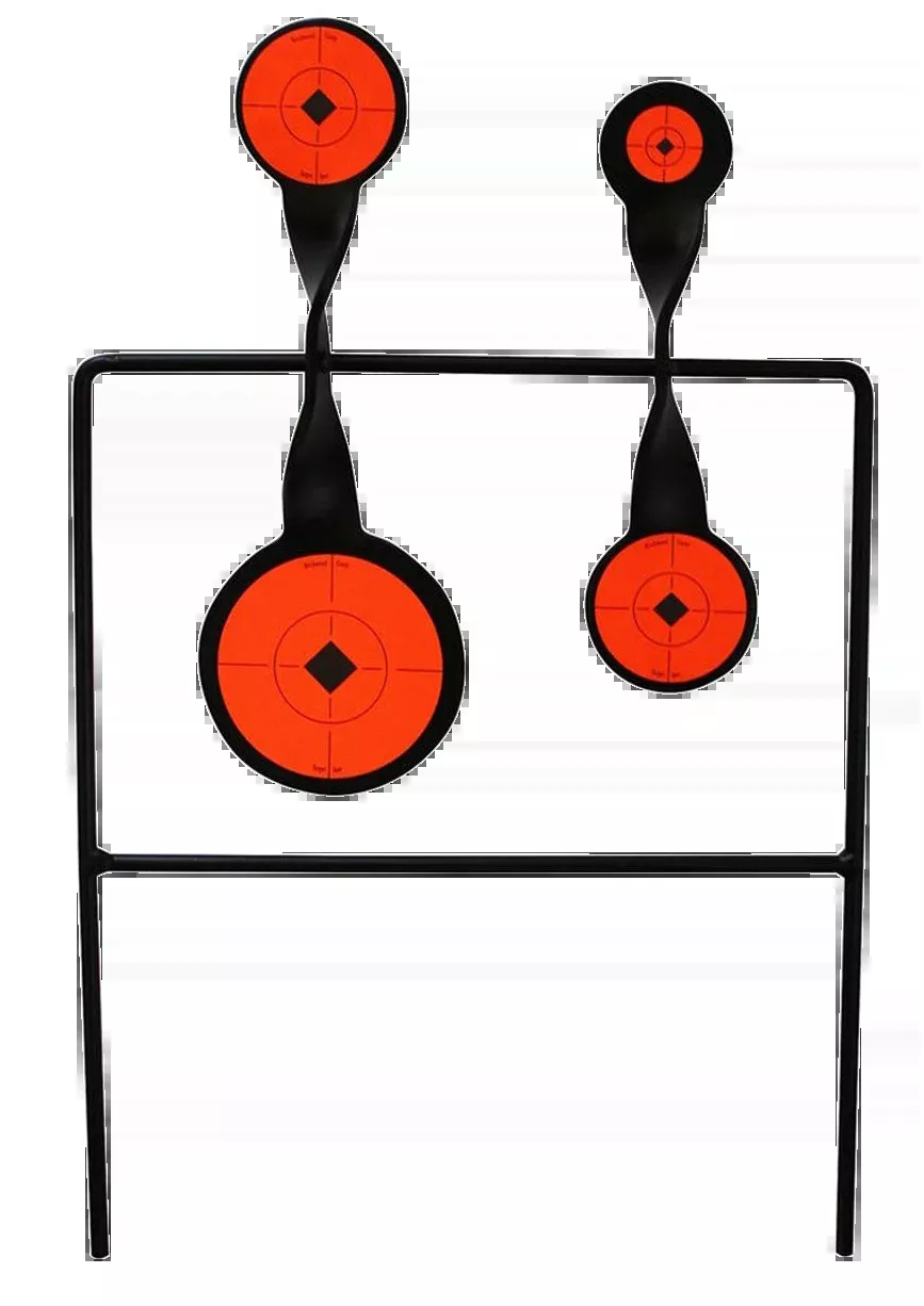 Birchwood Casey World of Targets Duplex Spinner .22 Rimfire Steel Target, Welded Frame, 46422
