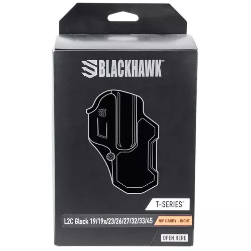 Blackhawk 410701BKR T-Series L2C Non-Light Bearing OWB Black Polymer Belt Clip Compatible w/Glock 19/23/26/27/32/33/45Right Hand