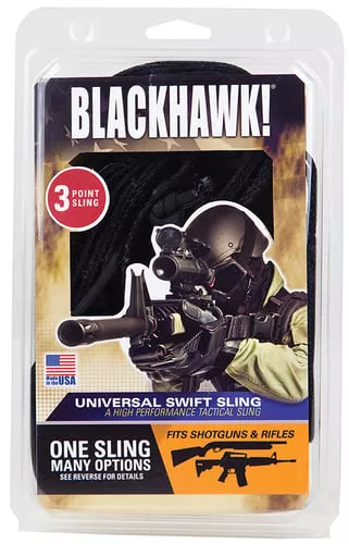 Blackhawk 70GS17BK Universal Swift Rifle Sling Black Nylon Webbing 1.25" Wide Three-Point Design