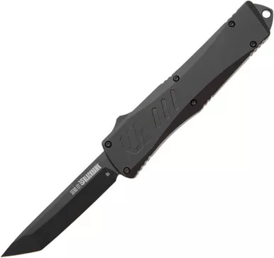 Blackhawk! Send It OTF Auto Knife - 3.75" D2 Black DLC Tanto Blade, Black Aluminum Handles