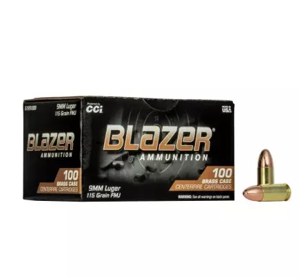 Blazer Ammunition 9mm Luger 115 Grain Full Metal Jacket 100 Count