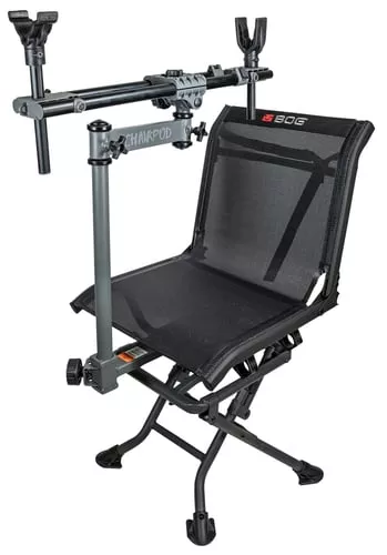 Bog-Pod 1100475 ChairPodChair with Rotating Gun Mount, 4 Legs, Black, Aluminum Frame, 41" Max Height