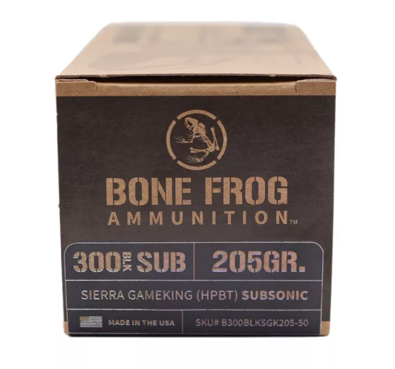 Bone Frog Ammunition 300 Blackout Subsonic Ammo 205gr Sierra GameKing 50rds - B300BLKSGK205
