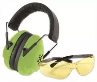Browning 126371 Range Kit Junior Green Ear Muffs & Safety Glasses