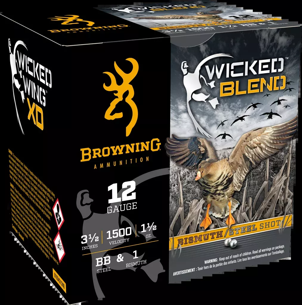 Browning Ammo Wicked Blend 12 Gauge 3.5in 1-1/2oz BB/1 Bismuth Waterfowl Shotshells B193431240