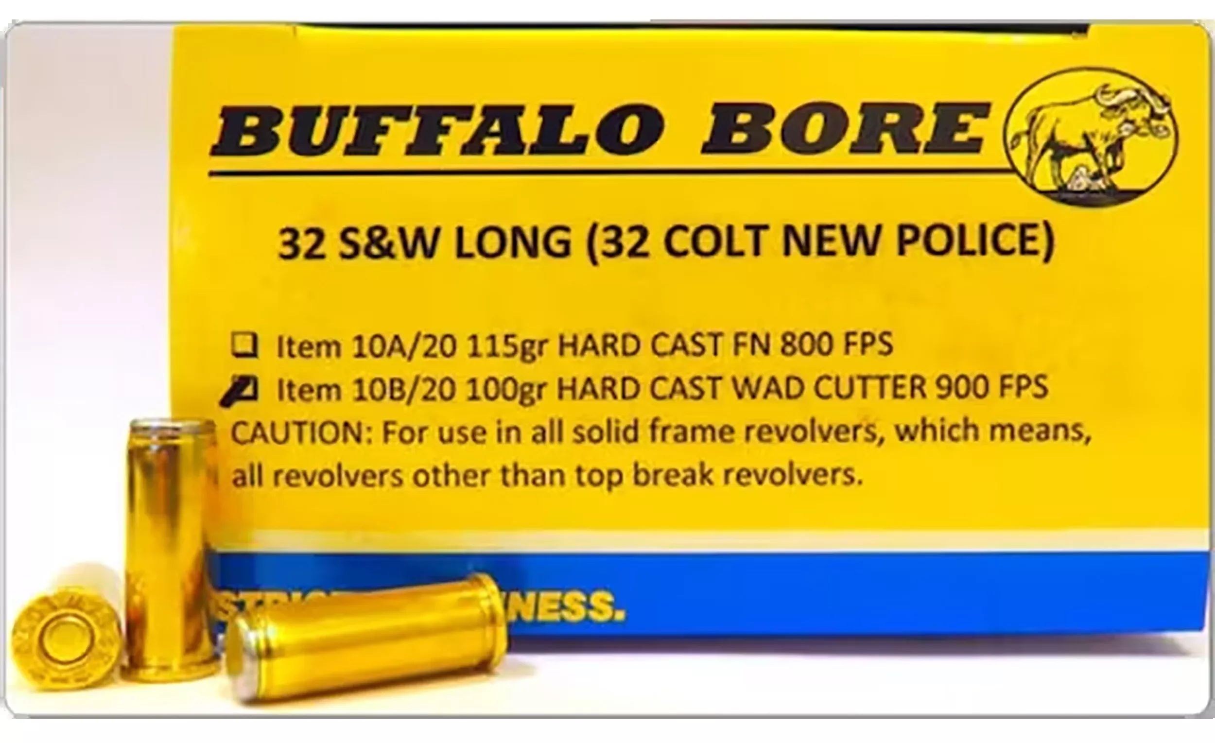 Buffalo Bore Personal Defense .32 S&W Long 100gr Hard Cast Wadcutter Ammo, 20-Round Box 10B20