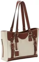Bulldog Tote Style Purse Medium Brown/Sand Stone