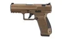 Canik Hg4873bn Tp9da 9mm Luger 18 + 1 4.07 " Barrel, Burnt Bronze Frame W/Picatinny Rail, Serrated Cerakote Steel Slide, Black Interchangeable Backstrap Grip, Includes 2 Magazines & Holster