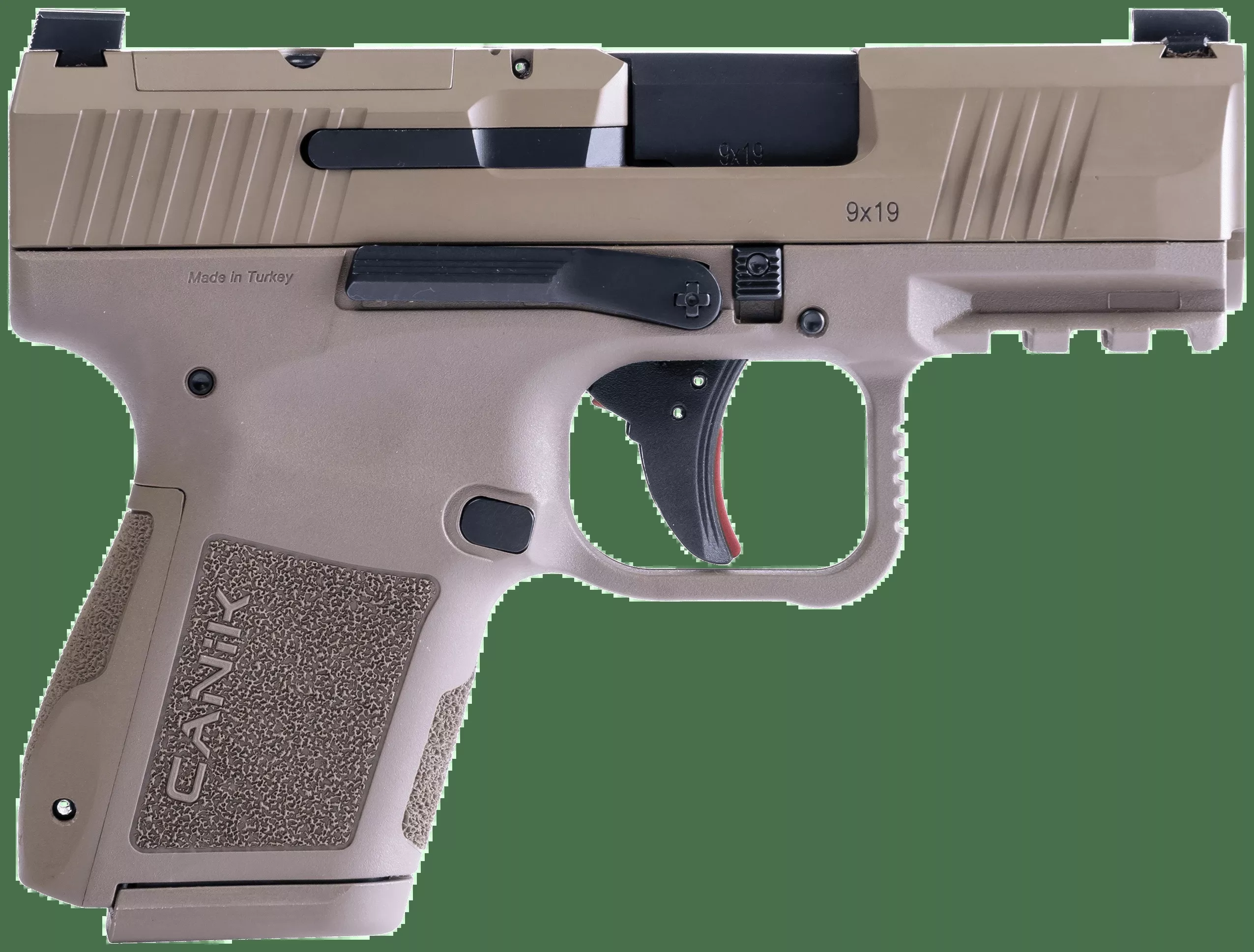 Canik Hg7620dn Mc9 9mm Luger 12 + 1/15 + 1 3.18 " Black Steel Barrel, Flat Dark Earth Cerakote Optic Ready/Serrated Slide, Black Polymer Frame W/Picatinny Rail, Textured Flat Dark Earth Polymer Grips