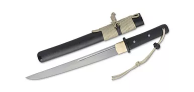CAS Hanwei Tactical Tanto - 11" 5160 High-Carbon Spring Steel Blade, Black Checkered Kraton Handles, Fiberglass Scabbard