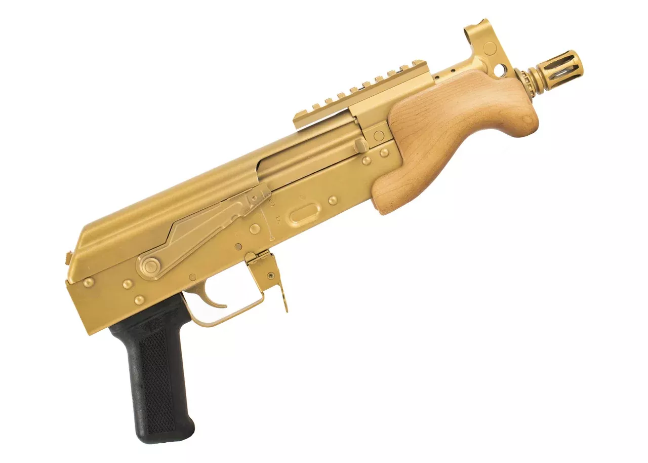 Century Arms Micro VSKA (US Made) 6.25" 7.62x39mm AK Pistol Gold Cerakote Blem with Blonde Handguard - HG5479-X