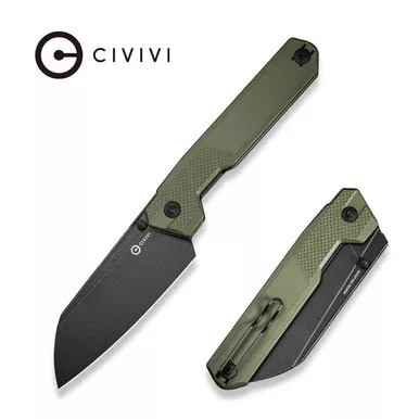 CIVIVI Knives Hid Nested Liner Lock Folding Knife - 4.14" 14C28N Black Stonewashed Reverse Tanto Blade, OD Green G10 Handles - C23008-2