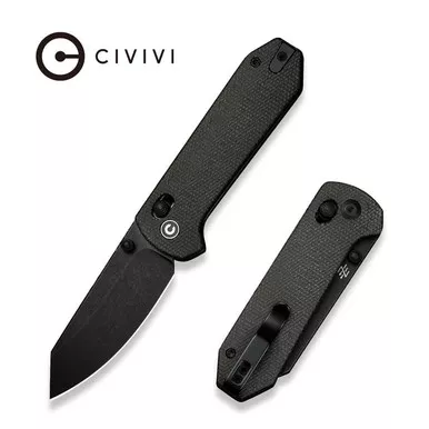 CIVIVI Knives Yonder Crossbar Lock Folding Knife - 2.88" 14C28N Black Stonewashed Spey Point Blade, Contoured Dark Green Canvas Micarta Handles, Reversible Clip - C23073B-1