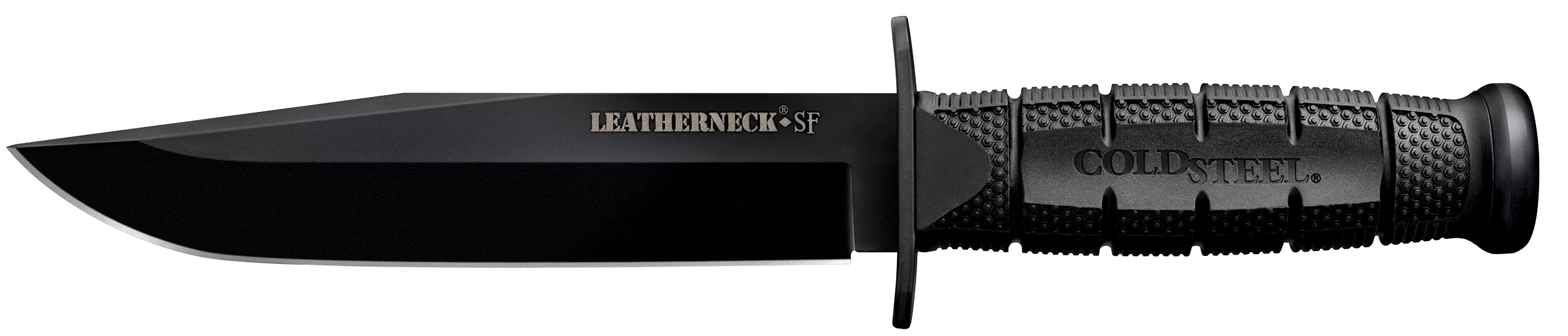 Cold Steel CS39LSFC Leatherneck Semper-Fi 6.75" Fixed Clip Point Plain Black Matte Powder Coat D2 Steel Blade/5" Black Deep Checkered w/Double Quillon Guard Griv-Ex Handle Includes Belt Loop/Sheath