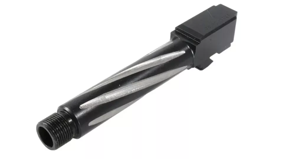 Conversion Barrel for Glock 23 | 9mm | 416R SS Black Nitride Bear Claw Fluted Barrel | Threaded