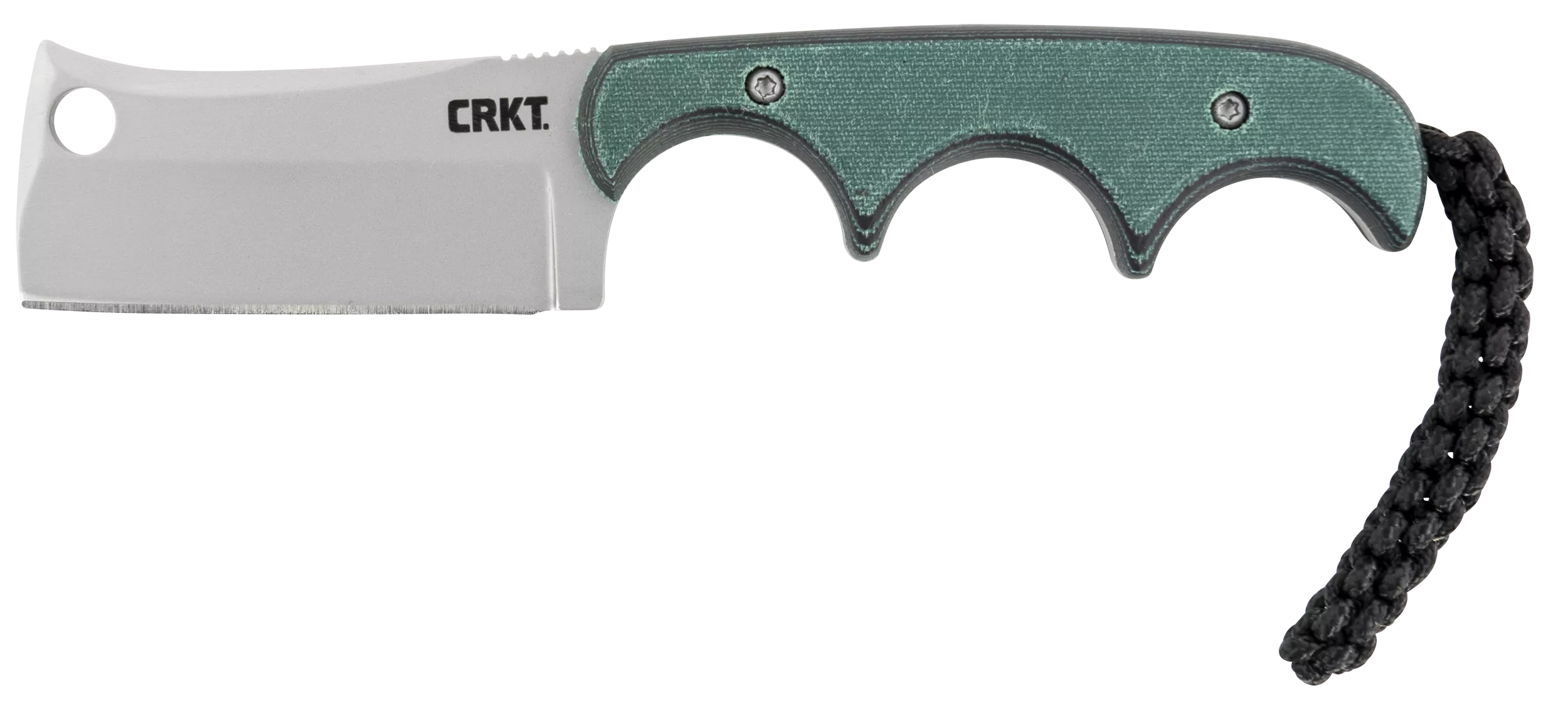 CRKT 2383 Minimalist2.13" Fixed Cleaver Plain Bead Blasted 5Cr15MoV SS Blade/ Green Contoured Resin Infused Fiber Handle Includes Lanyard/Sheath