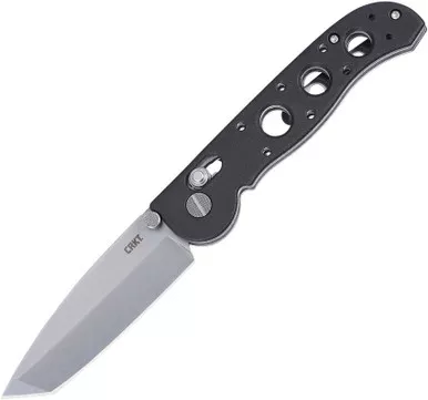CRKT M16-02X Kit Carson Crossbar Lock Folding Knife - 3.11" D2 Stonewashed Tanto Blade, Black Grivory Handles