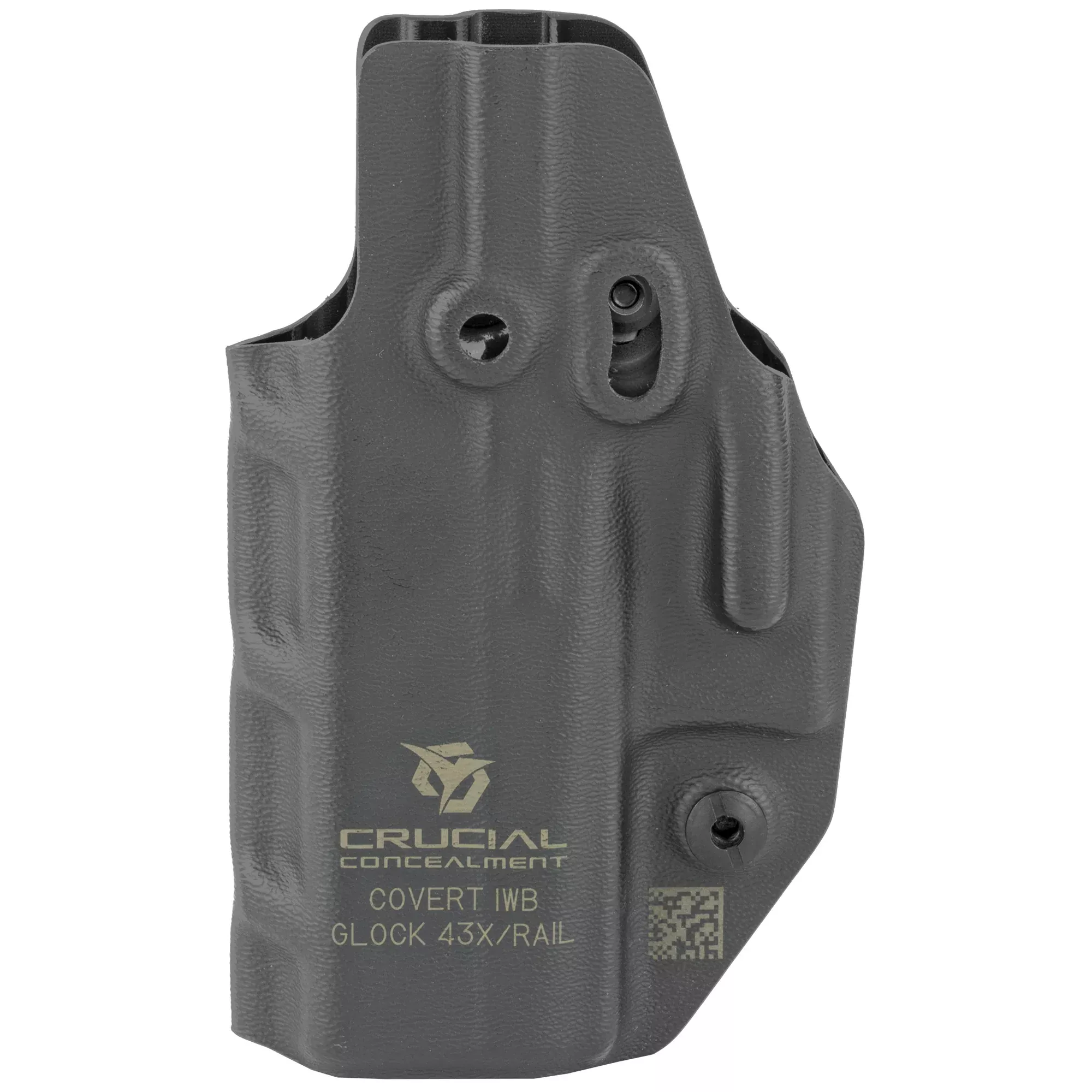 Crucial Concealment Covert IWB Holster, Ambidextrous Kydex for Glock 43/43X, Black - 1019