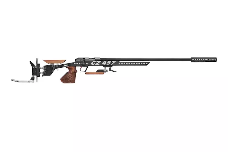 CZ 457 Target Bolt Action Rifle 22 Long Rifle 26″ Black Threaded Barrel Black Frame Black Adjustable Stock