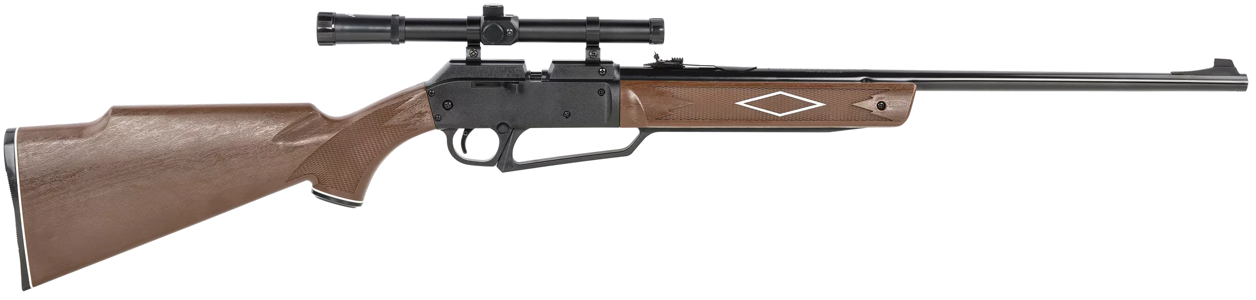 Daisy 992880603 Powerline 880 Pump Pneumatic 177 1 Pellet/50 BB Shot Molded w/Checkering & Woodgrain Black Receiver Powerline Fixed Monte Carlo Stock