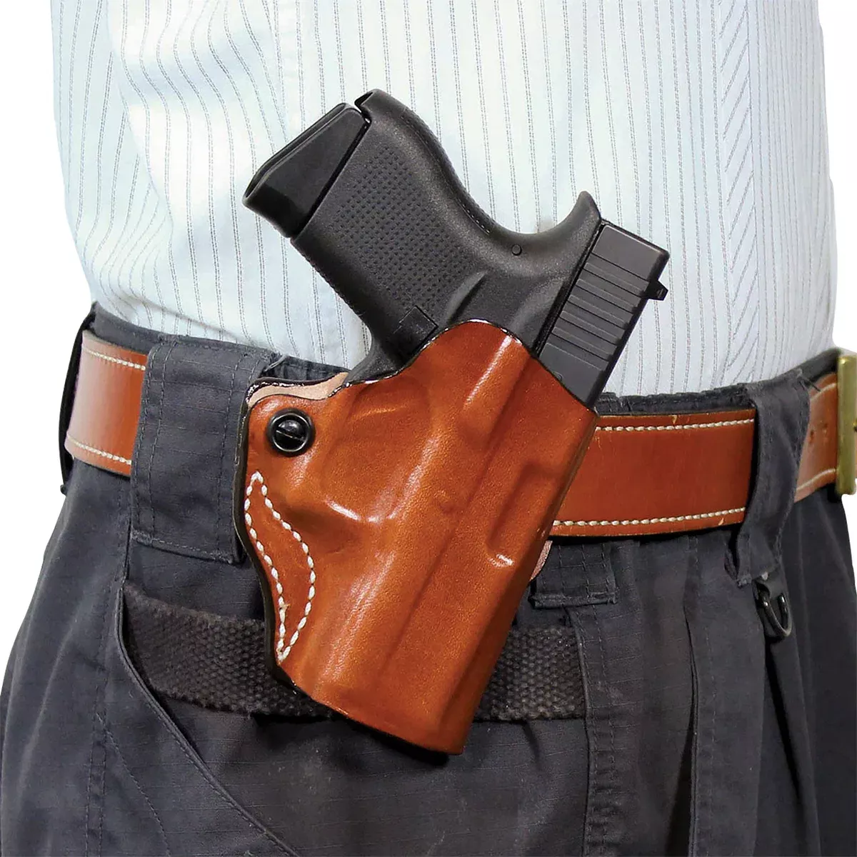 DeSantis Gunhide 019TA3NZ0 Mini ScabbardOWB Tan Leather Belt Slide Fits Glock 48 Right Hand