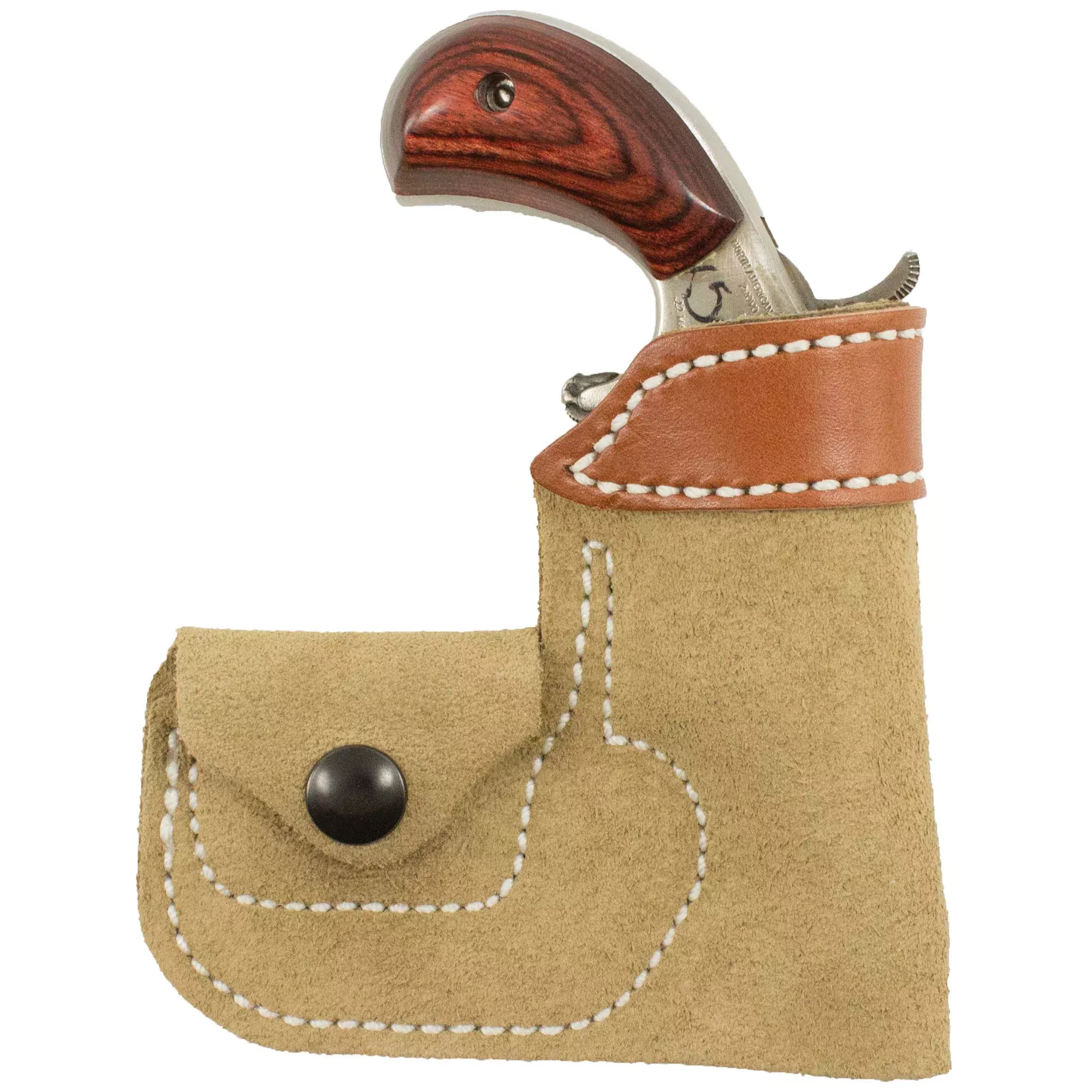 DeSantis Gunhide Pocket Pug Ambidextrous Pocket Holster, Tan Leather, Fits North American Arms 1–1 1/8 in Barrel – 109NAX4Z0