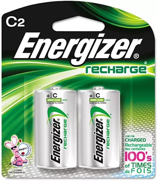 ENERGIZER BATTERIES Recharge Universal C Rechargeable Batteries, NiMH, 2-Pack, 1.2V 2500 mAh NH35BP-2