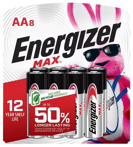Energizer E91MP8 AA Max Silver 1.5V Alkaline, Qty (8) Single Pack