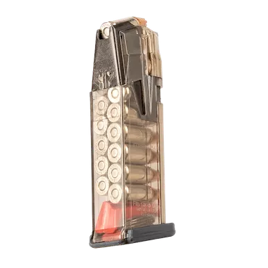 ETS Group Omega Mag for Glock 19 - 9MM, 15 Rounds, For Glock 19/26, Hardened Steel Feedlips, Clear Polymer
