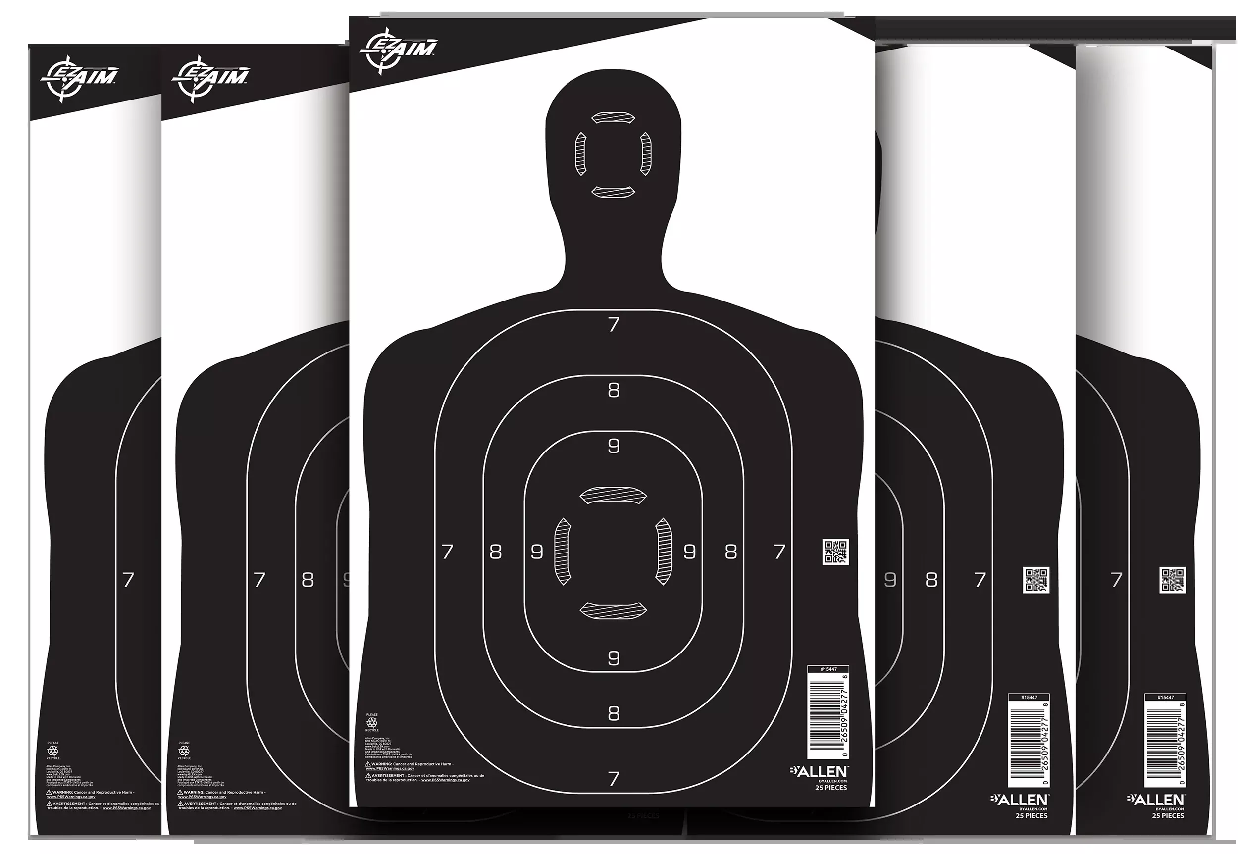 EZ-Aim Silhouette Paper Shooting Targets, 12 x 18 Black/White 25-Pack High-Contrast Training - 15447