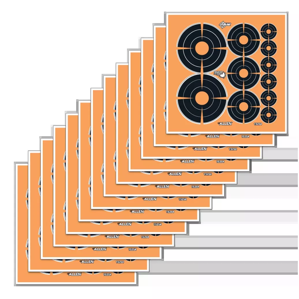 EZ-Aim Splash Reactive Adhesive Bullseye Targets, Variety Pack, 12 Sheets (1/2/3 in) 15254