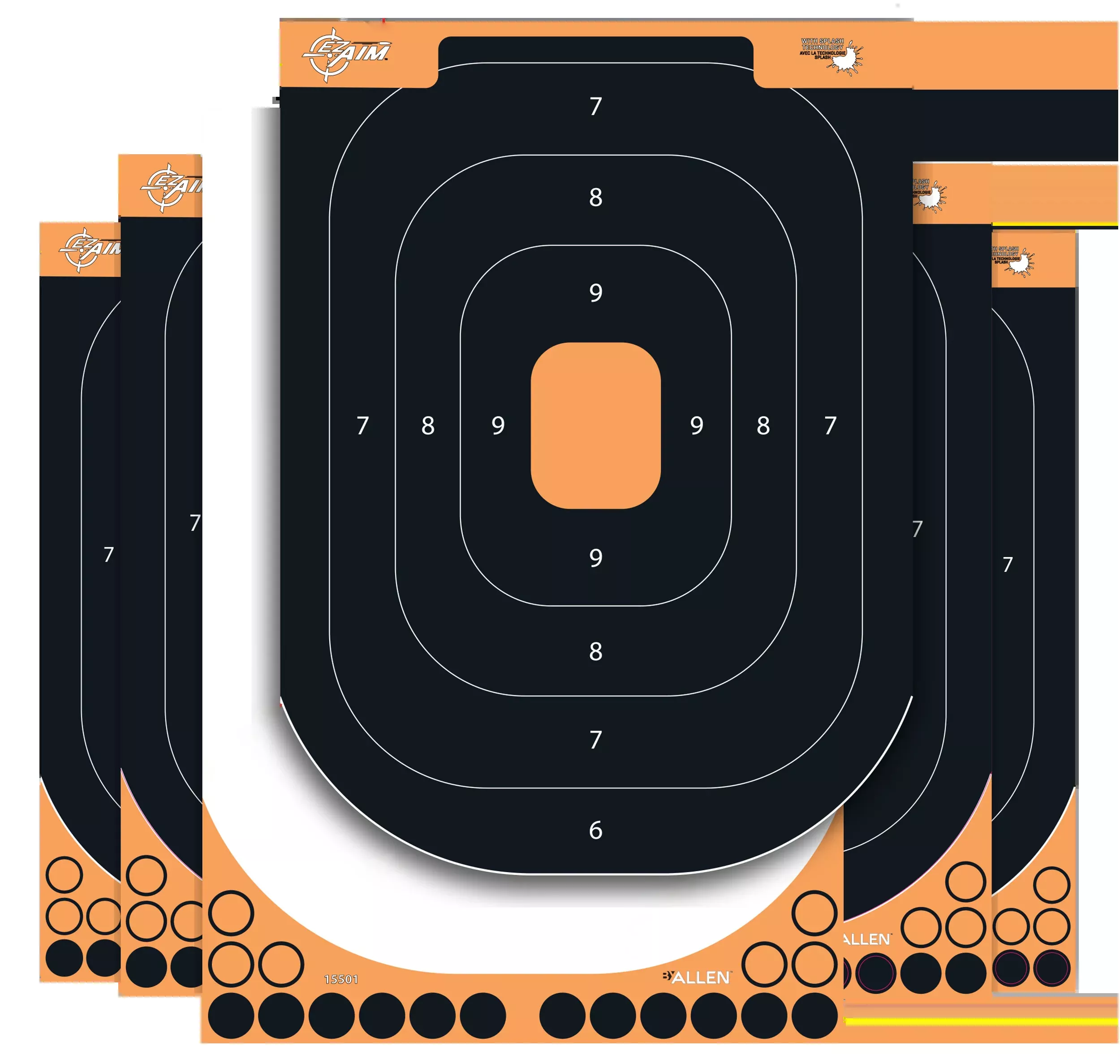 EZ-Aim Splash Reactive Self-Adhesive Silhouette Targets, 12.5 x 18.25 in, 25 Pack, 1550125