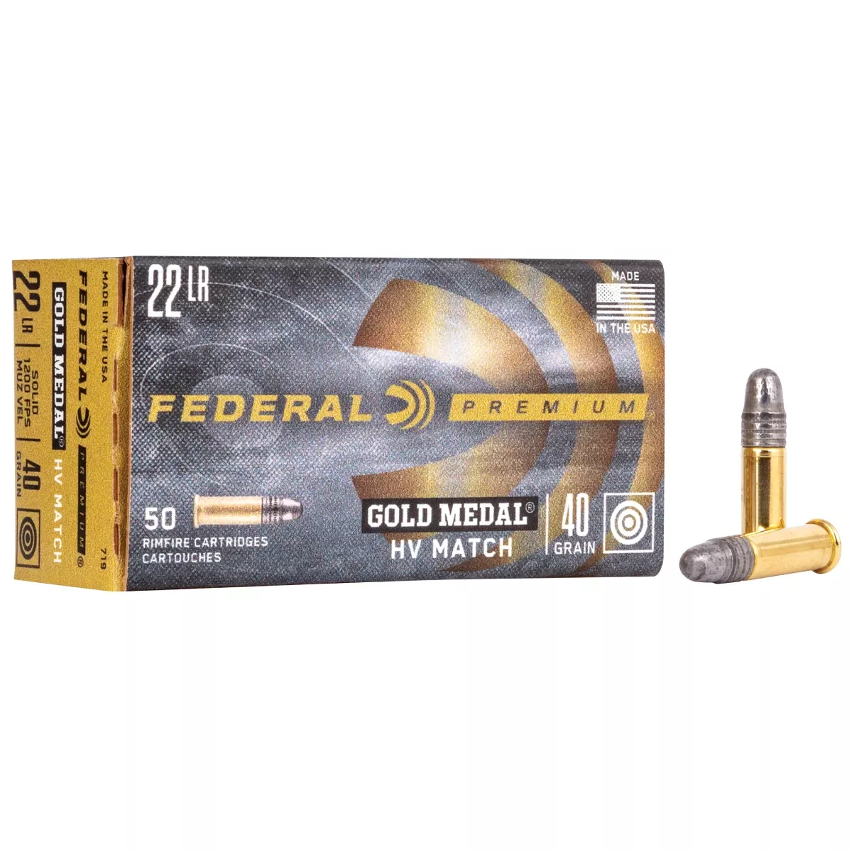 Federal 719 Gold Medal 22LR 40gr Lead Round Nose 50 Per Box