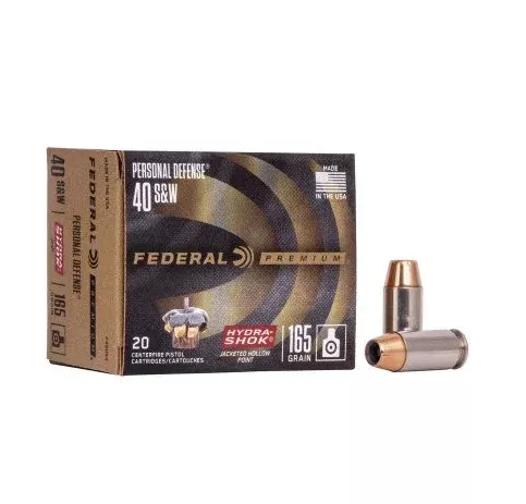 Federal Ammunition 40 S&W 165 Grain Hydra-Shok Jacketed Hollow Point 20 Count