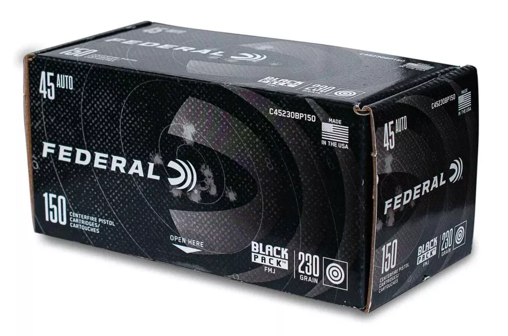 Federal Black Pack .45 ACP 230gr FMJ 150 rounds – Ammo