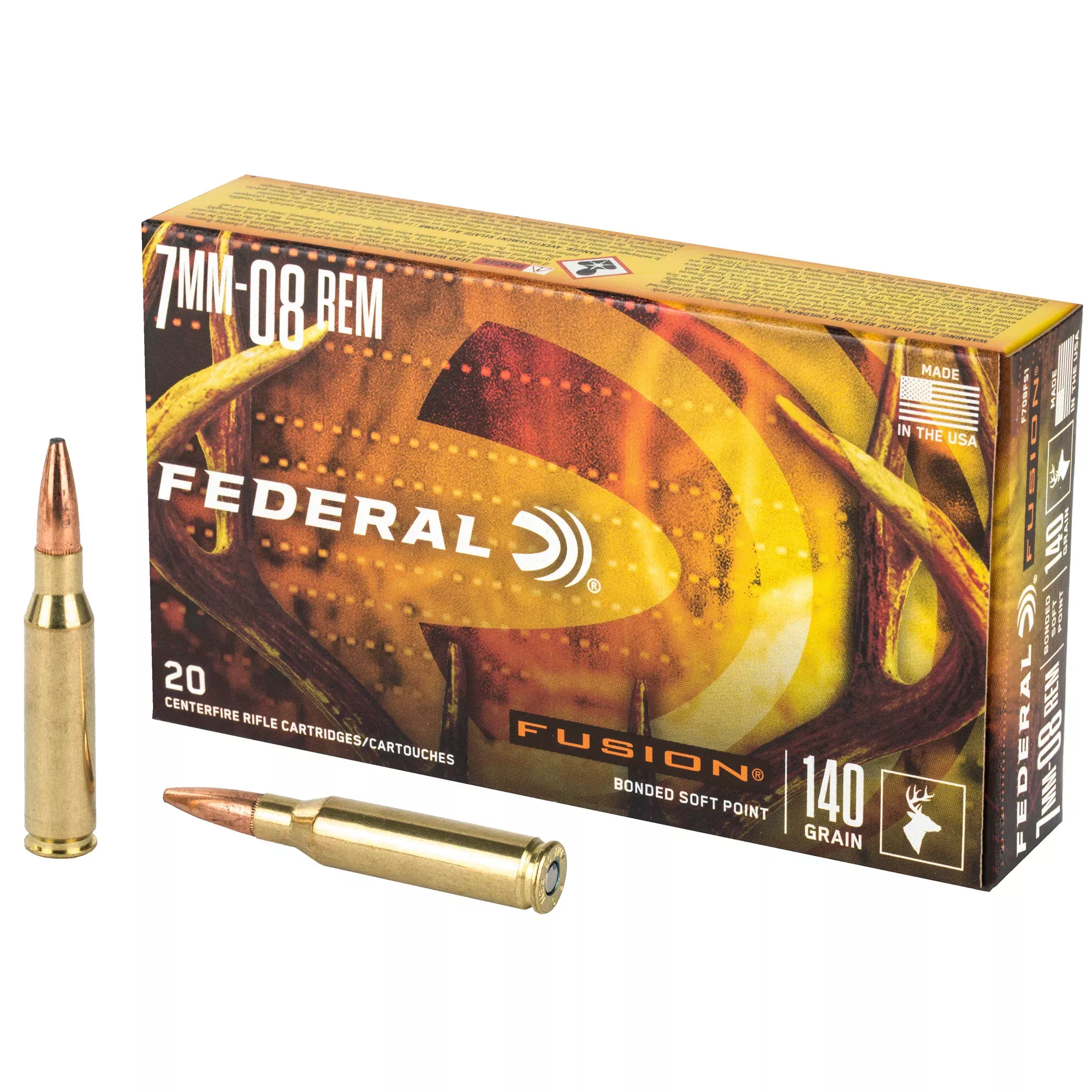 Federal Fusion 7mm-08 Remington 140 Grain Bonded Soft Point Rifle Ammo 20 Rounds F708FS1