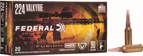 Federal Fusion MSR 224 Valkyrie 90 gr 2700 fps Soft Point Ammo 20 Round Box