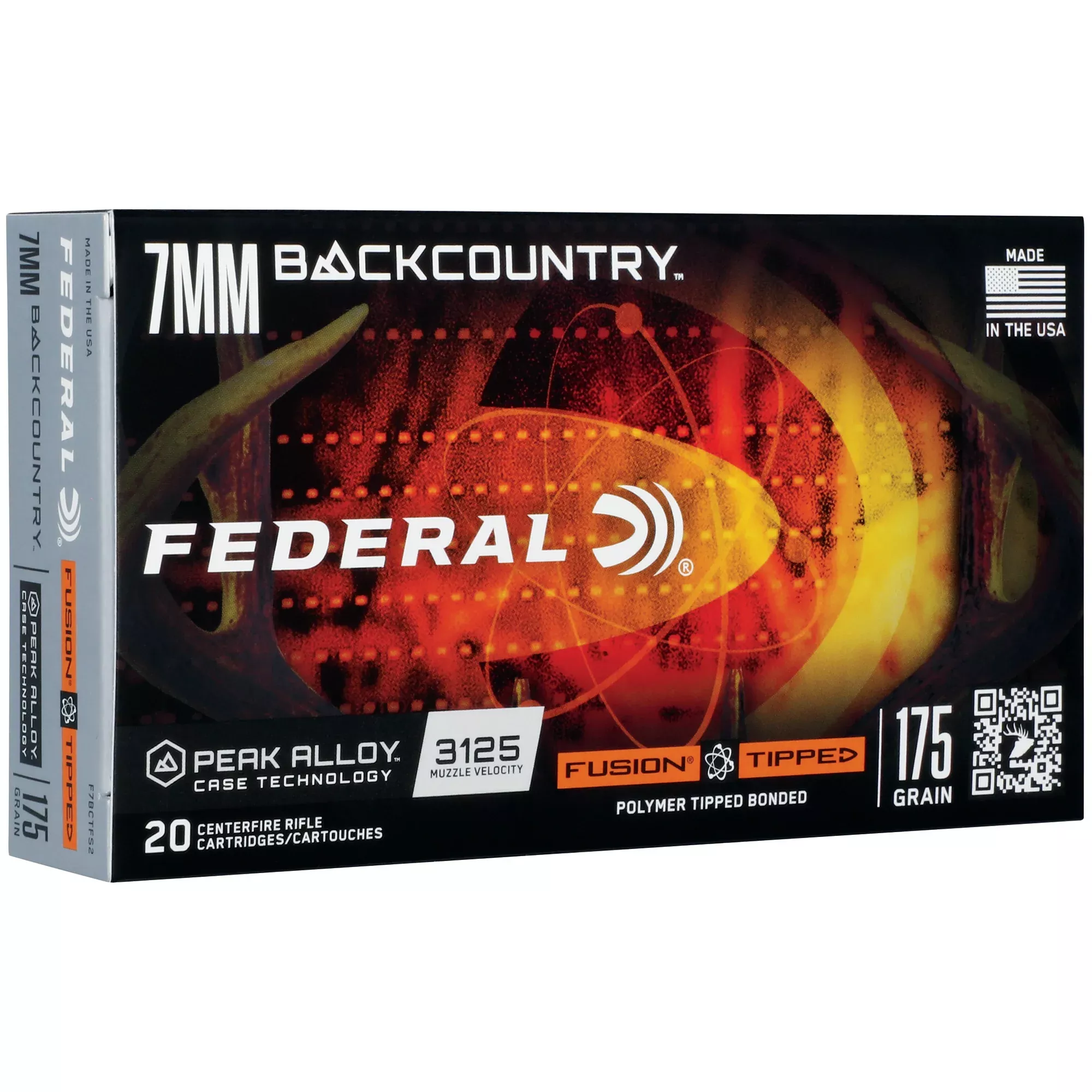 Federal Fusion Tipped 7mm Backcountry 175 Grain Polymer Tip Rifle Ammo, 20-Round Box F7BCTFS2