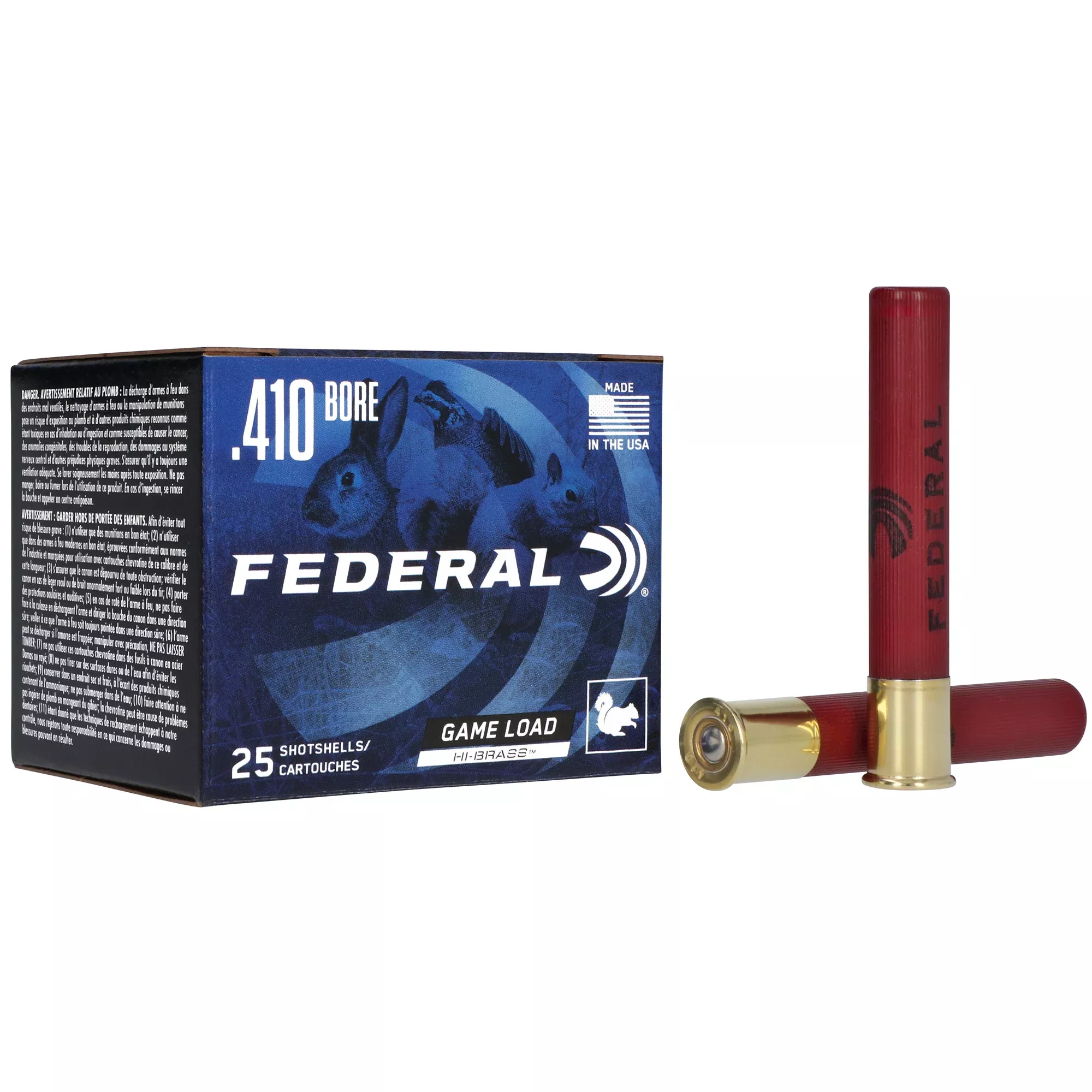 Federal Game-Shok Hi-Brass .410 Bore 3in #5 Lead Shot 1135 FPS 25-Round Box H4135