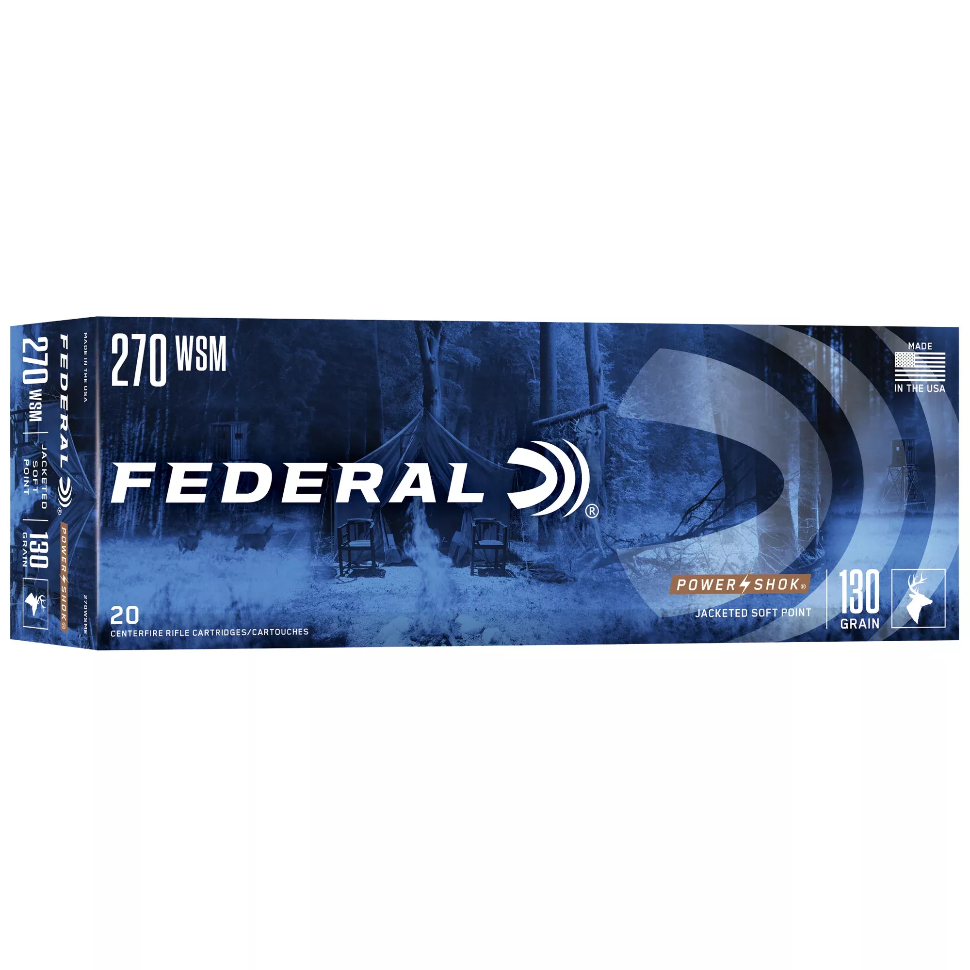 Federal Power-Shok .270 Winchester Short Magnum 130gr Jacketed Soft Point Rifle Ammo 270WSME
