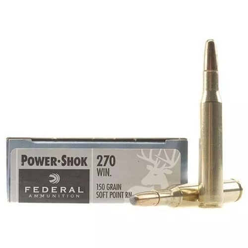Federal Power-Shok Ammunition 270 Winchester 150 Grain Round Nose Soft Point Box of 20