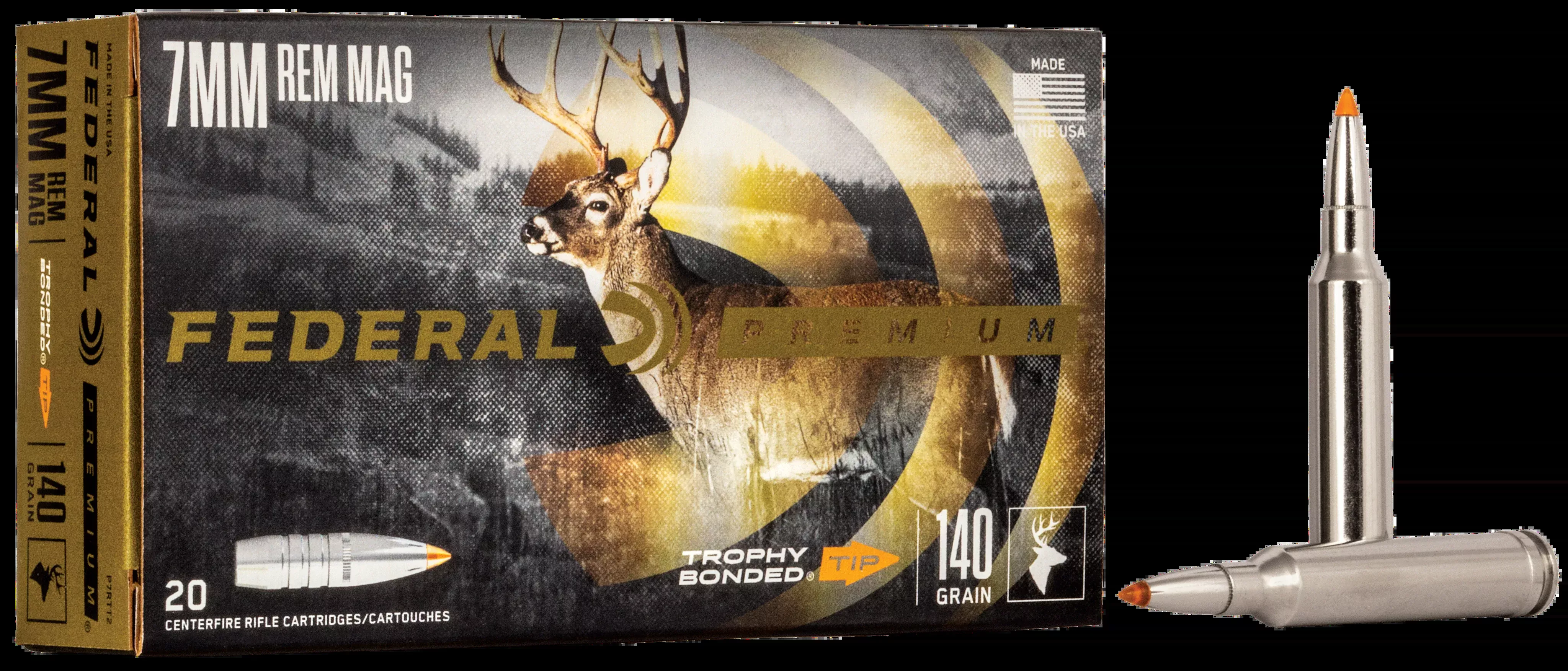 Federal Premium 7mm Rem Mag 140 gr Trophy Bonded Tip 20 Rd - Box or Case