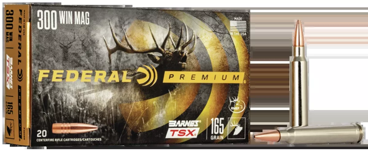 Federal Premium Barnes TSX .300 Winchester Magnum 165gr Lead-Free Rifle Ammo 20rd Box P300WR