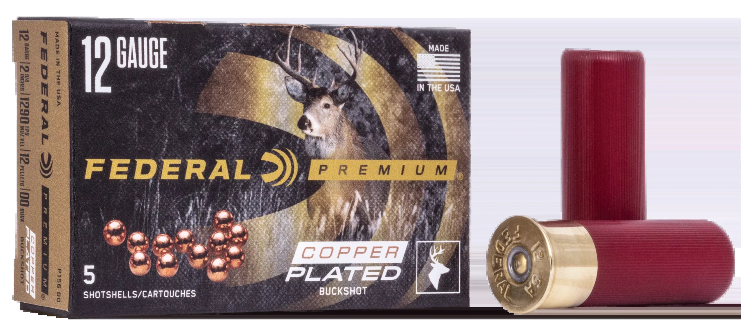 Federal Premium Magnum 12 Gauge 2.75in 00 Buckshot 12-Pellet Copper-Plated 5-Round Box P15600