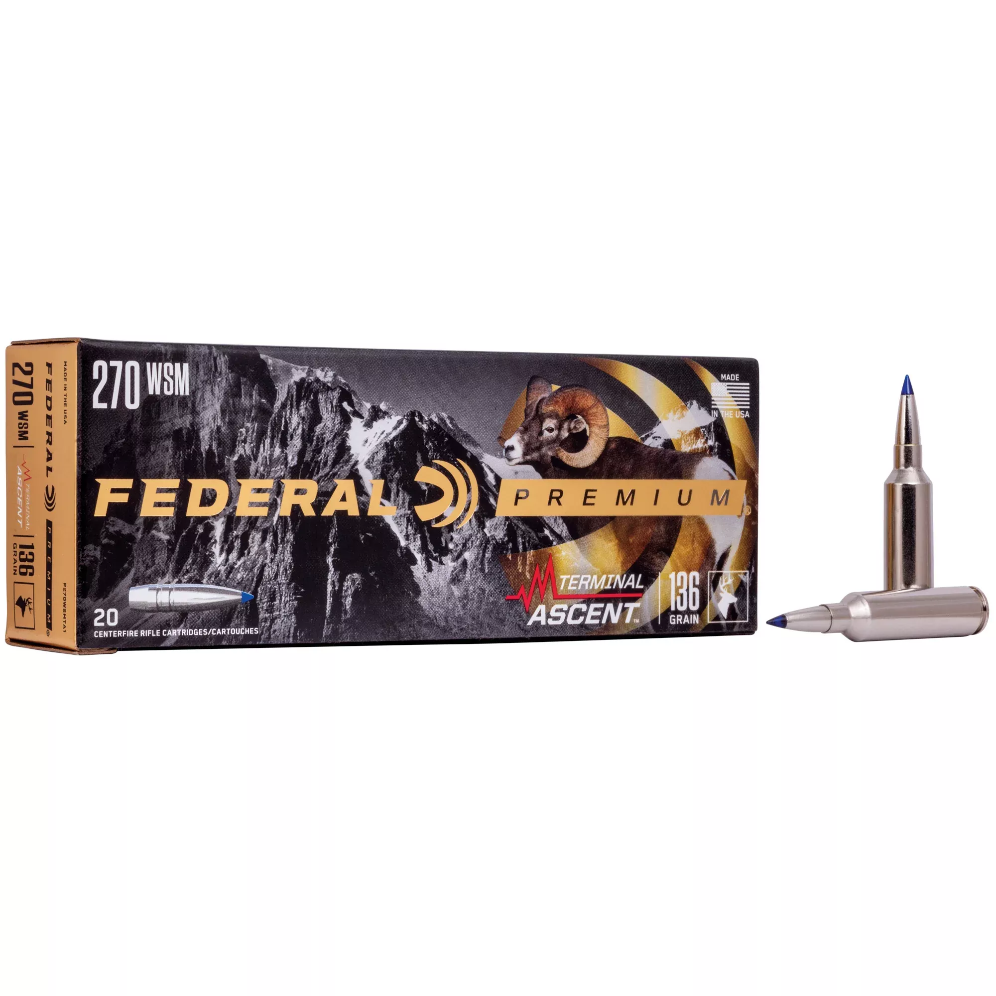 Federal Premium Terminal Ascent 270 WSM 136 Grain Bonded Rifle Ammo 20 Rounds P270WSMTA1