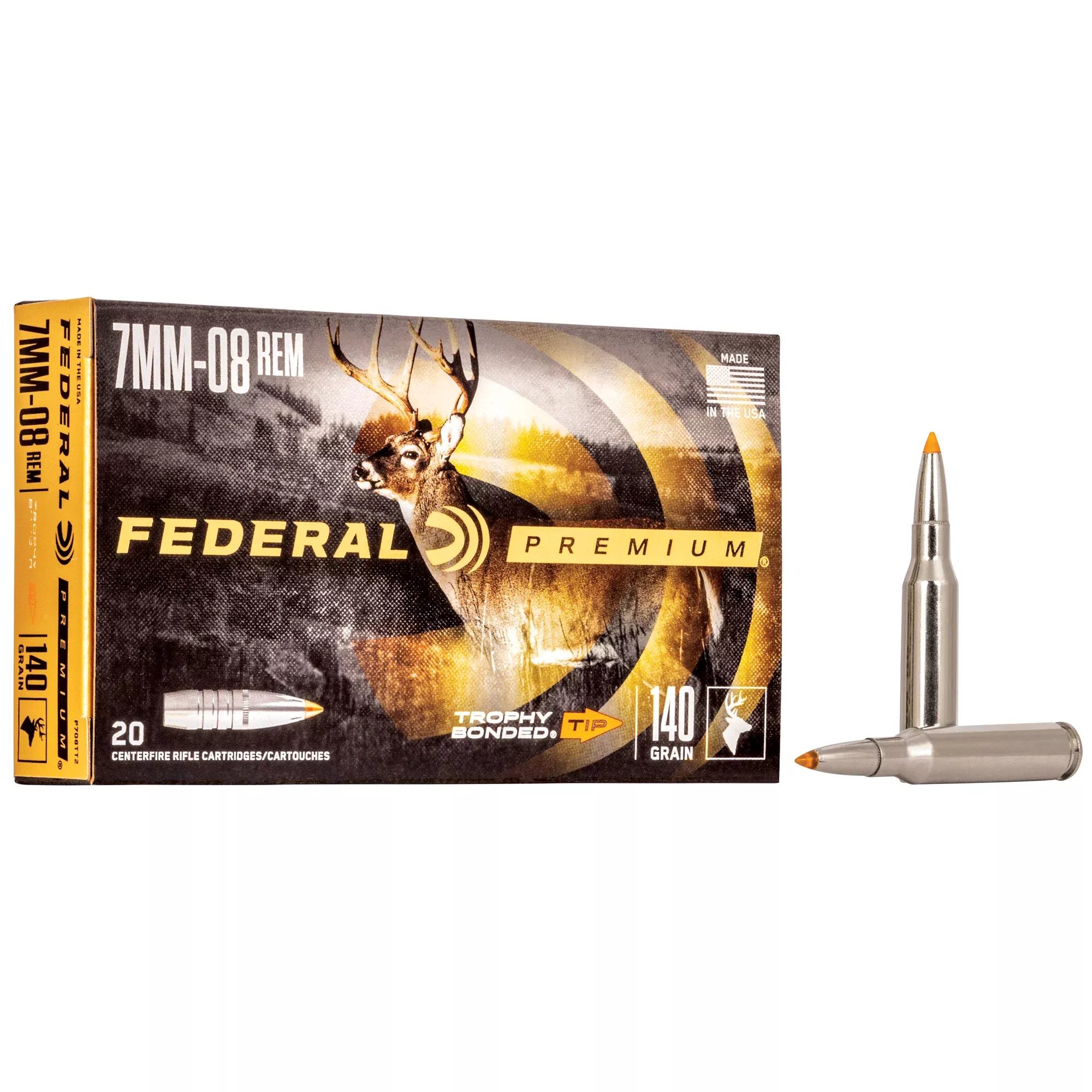Federal Premium Trophy Bonded Tip 7mm-08 Remington 140gr Rifle Ammo 20-Round Box P708TT2